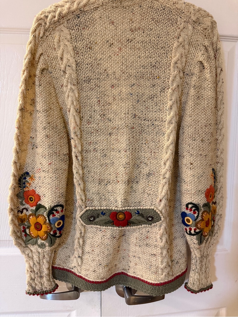 Vintage Austrian Tyrolean Cardigan - Boho Hand Embroidered Wool Sweater - Picture 7 of 8